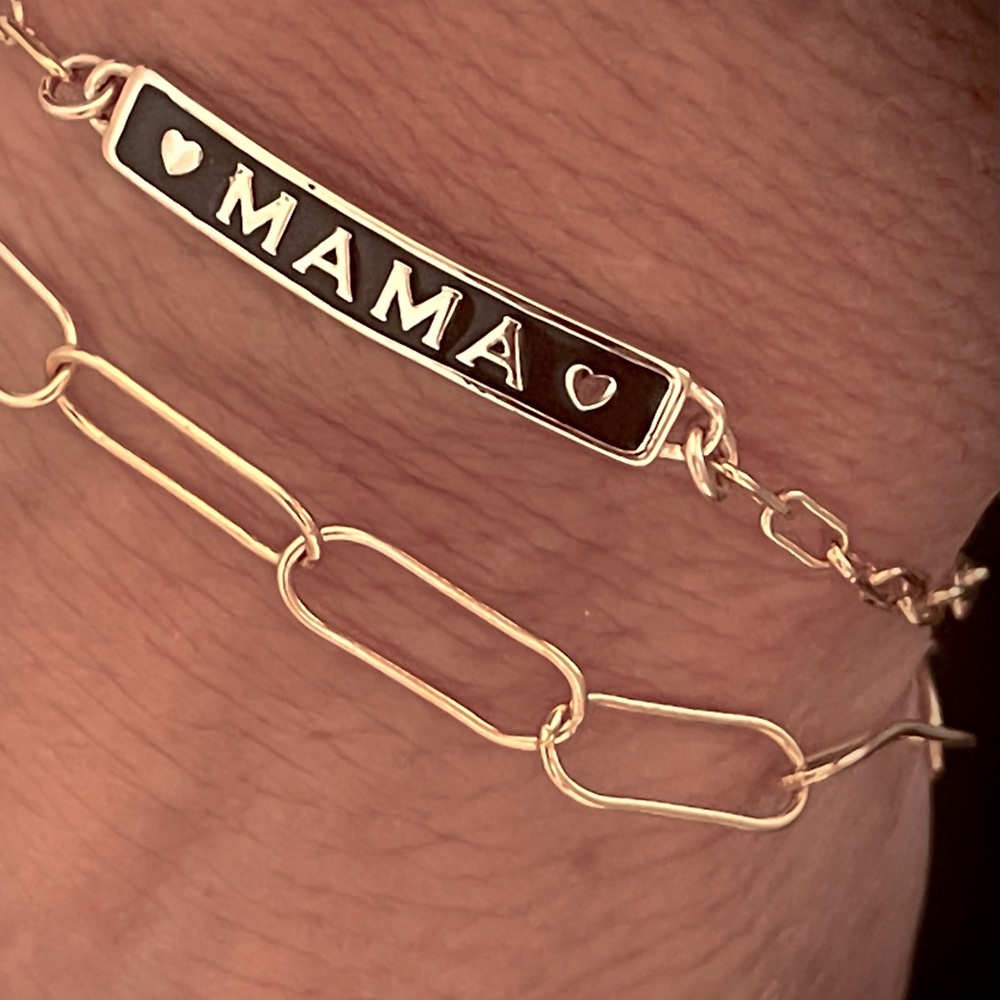 Kris NationsnMama Enamel Gold Bracelet with Drawn Cable Chain